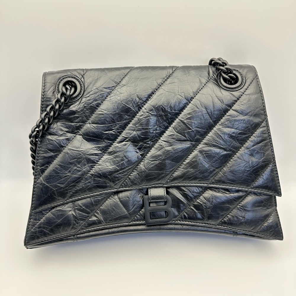 Black Balenciaga crush chain bag Large